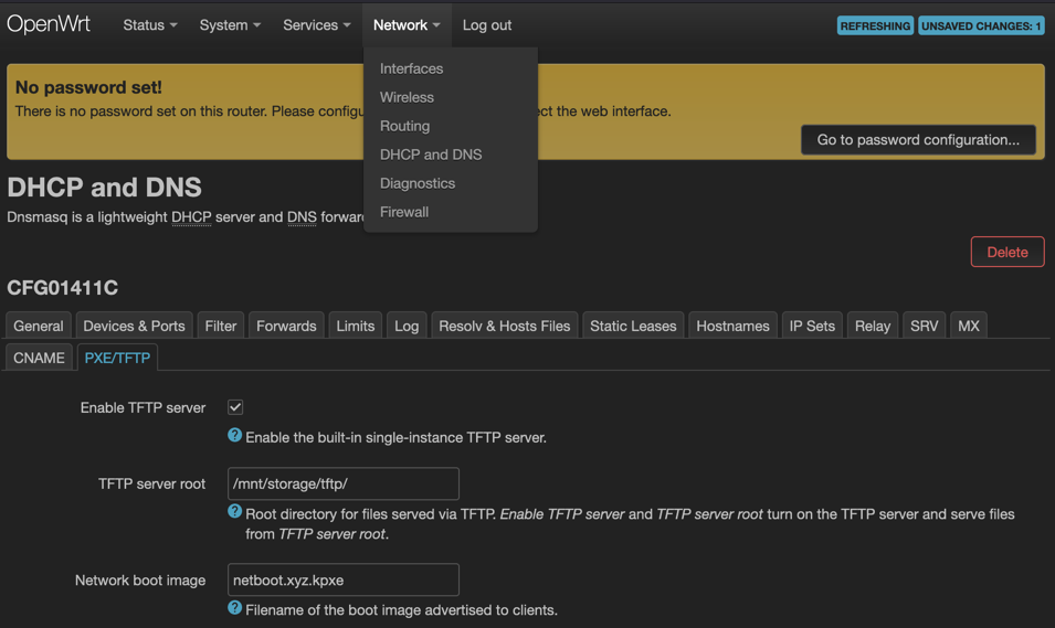 The setting I used for my DHCP server on OpenWRT